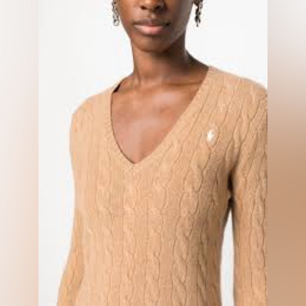 Polo RL Wool & Cashmere Blend V-Neck Sweater Sz Medium Camel